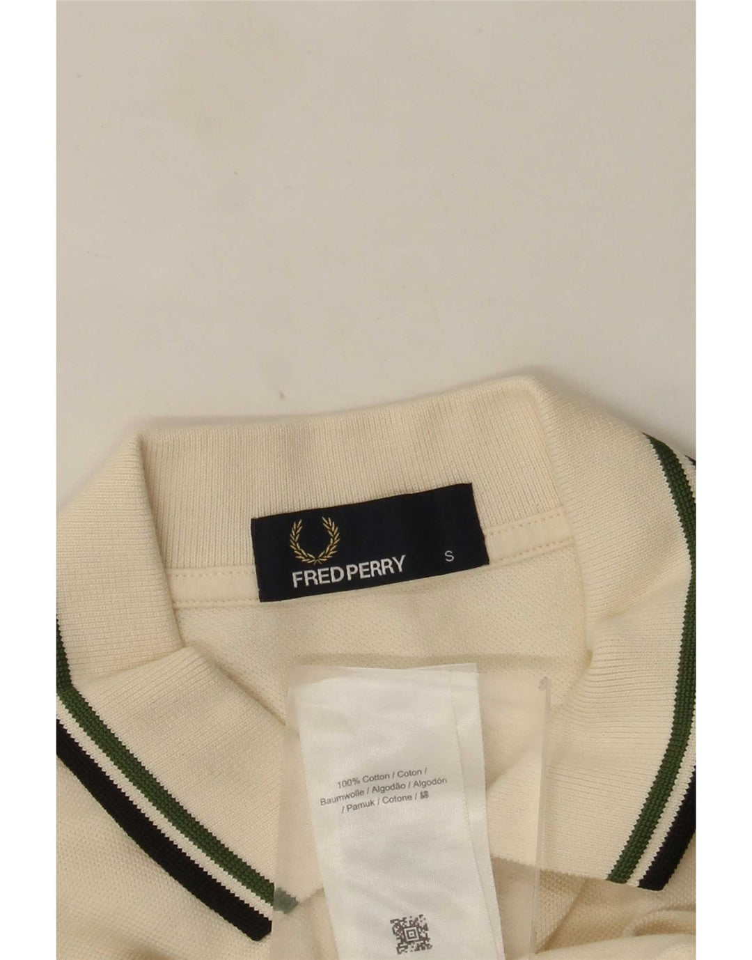 Camisa polo masculina Fred Perry pequena de algodão branco