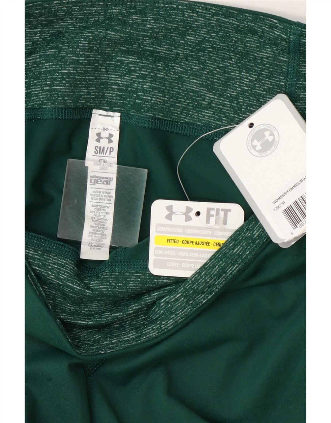 Under Armour Mulheres Capri Leggings UK 10 Poliéster Verde Pequeno