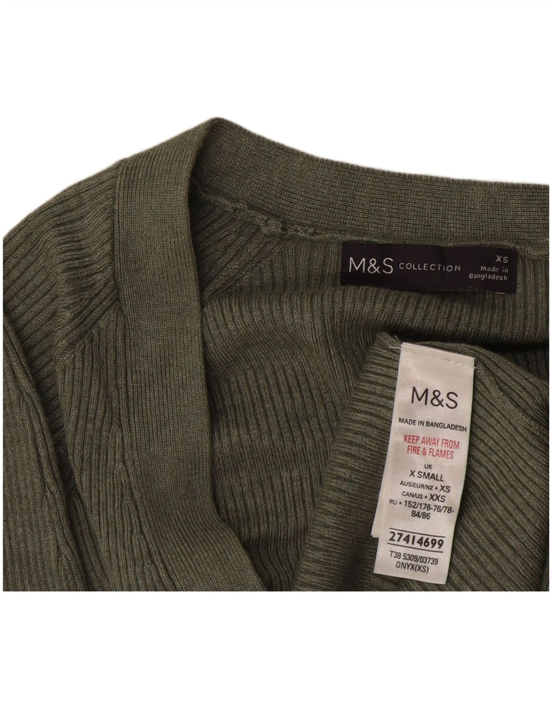 Suéter cardigã aberto feminino Marks & Spencer Reino Unido 10 viscose verde pequena
