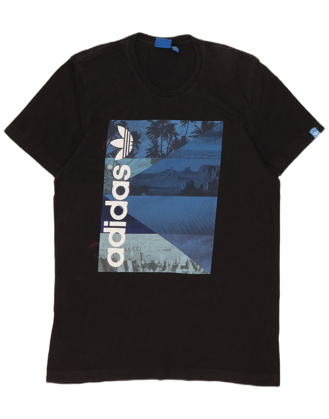ADIDAS Mens Graphic T-Shirt Top Médio Algodão Preto