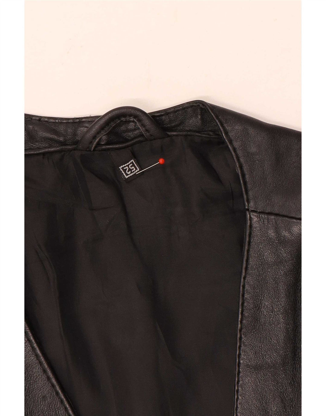 Colete utilitário de couro masculino vintage EU 52 XL preto