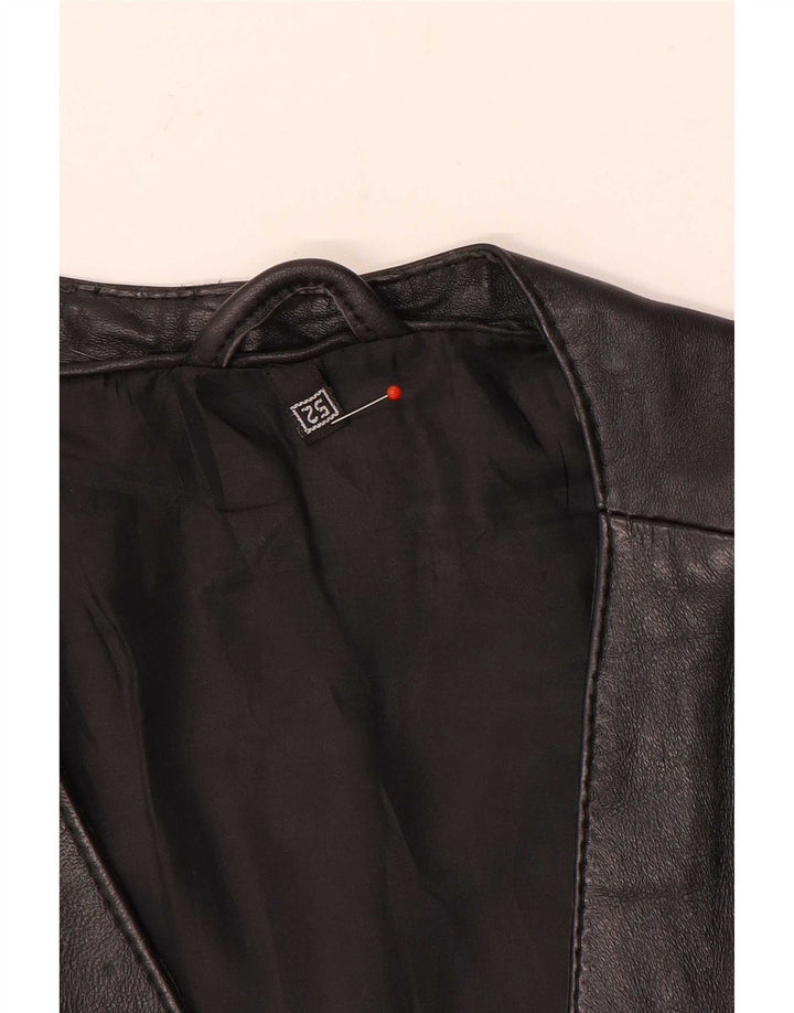 Colete utilitário de couro masculino vintage EU 52 XL preto
