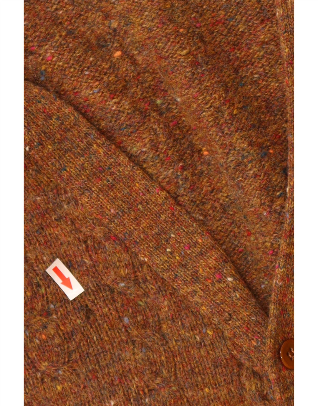 Suéter cardigã masculino Benetton IT 50 lã nova manchada marrom médio