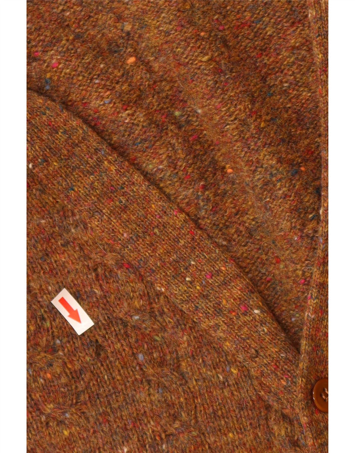 Suéter cardigã masculino Benetton IT 50 lã nova manchada marrom médio