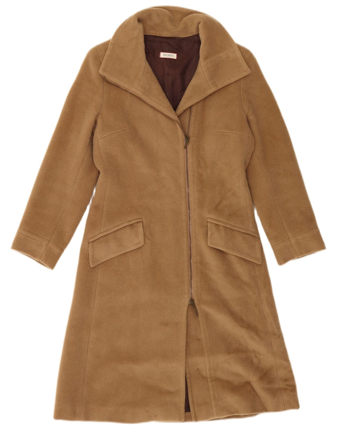 Sobretudo feminino Max & Co. IT 38 XS lã marrom