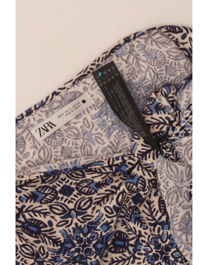 Saia feminina Zara pequena W26 algodão floral azul
