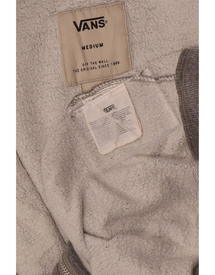 Suéter VANS masculino com capuz e zíper gráfico cinza médio algodão