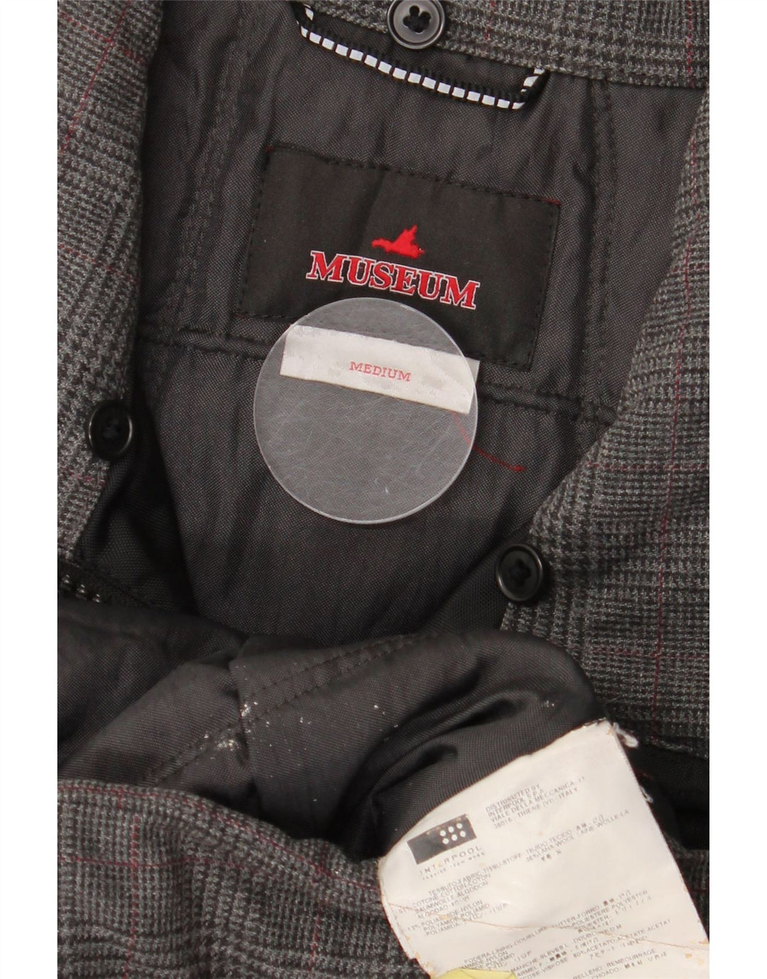 Jaqueta bomber feminina Museum UK 14 algodão houndstooth cinza médio