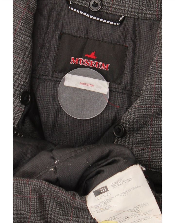 Jaqueta bomber feminina Museum UK 14 algodão houndstooth cinza médio