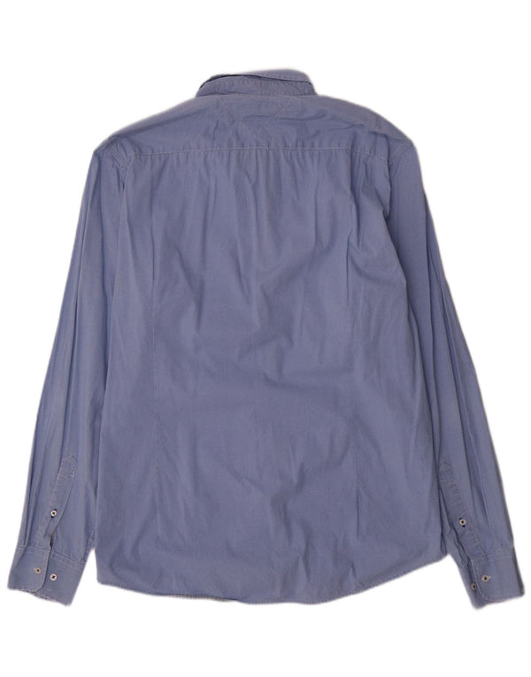 Camisa masculina Slim Fit Tommy Hilfiger 2XL algodão manchado azul