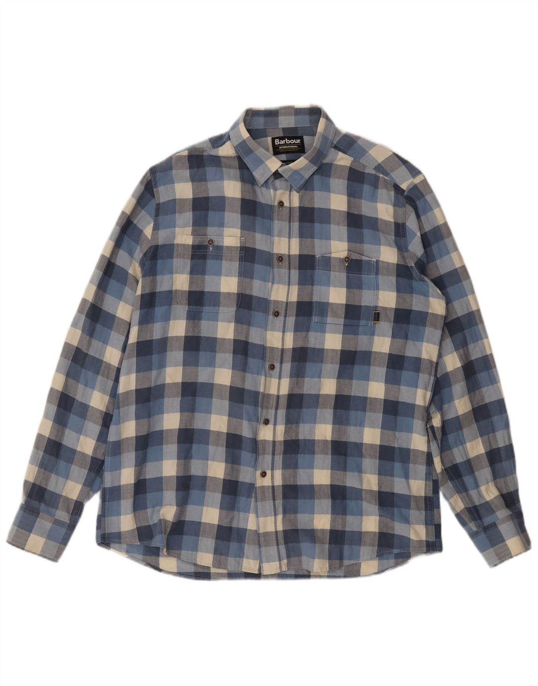 Camisa masculina BARBOUR sob medida, algodão xadrez azul médio