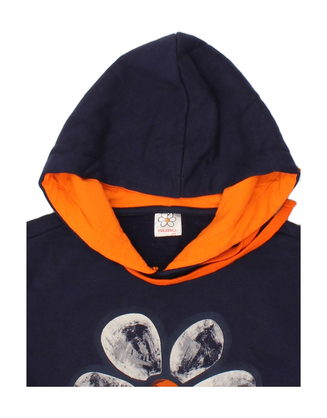 GURU Girls Graphic Hoodie Jumper 9-10 Years Navy Blue Cotton Vintage Guru and Second-Hand Guru from Messina Hembry 