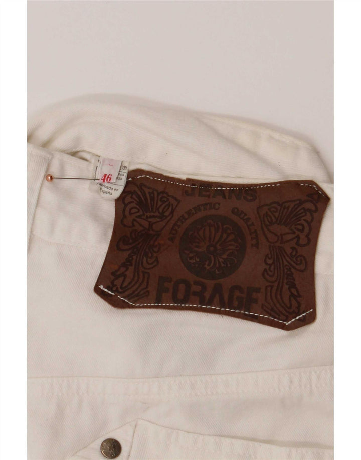 Jeans cônicos femininos vintage IT 46 Grande W30 L32 Branco