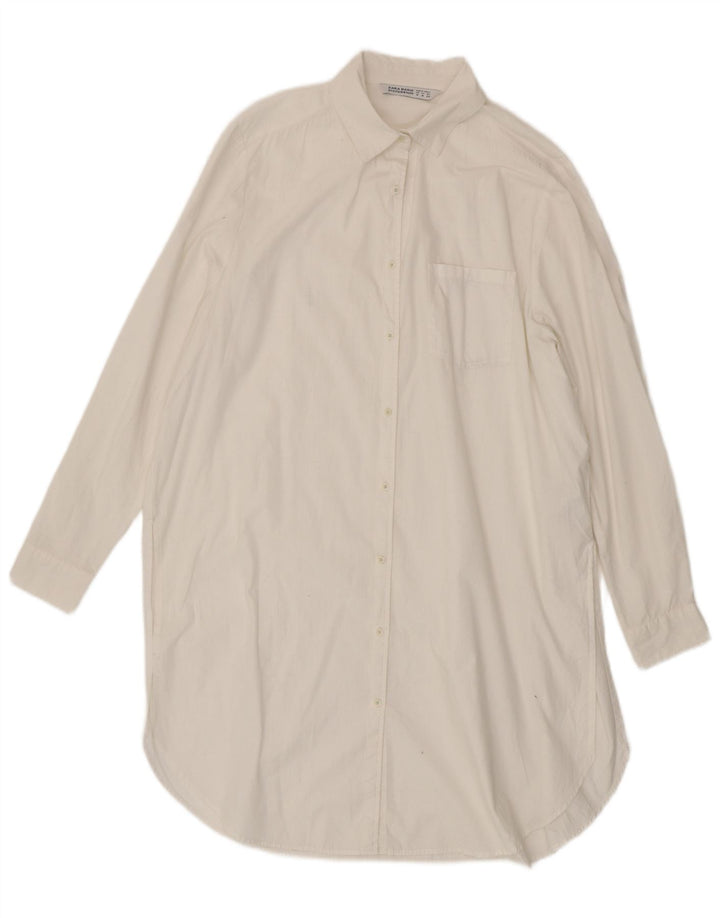 Vestido camisa oversized feminino Zara Reino Unido 14 algodão branco médio