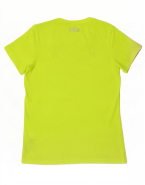 Camiseta feminina Under Armour Heat Gear Top UK 12 poliéster amarelo médio