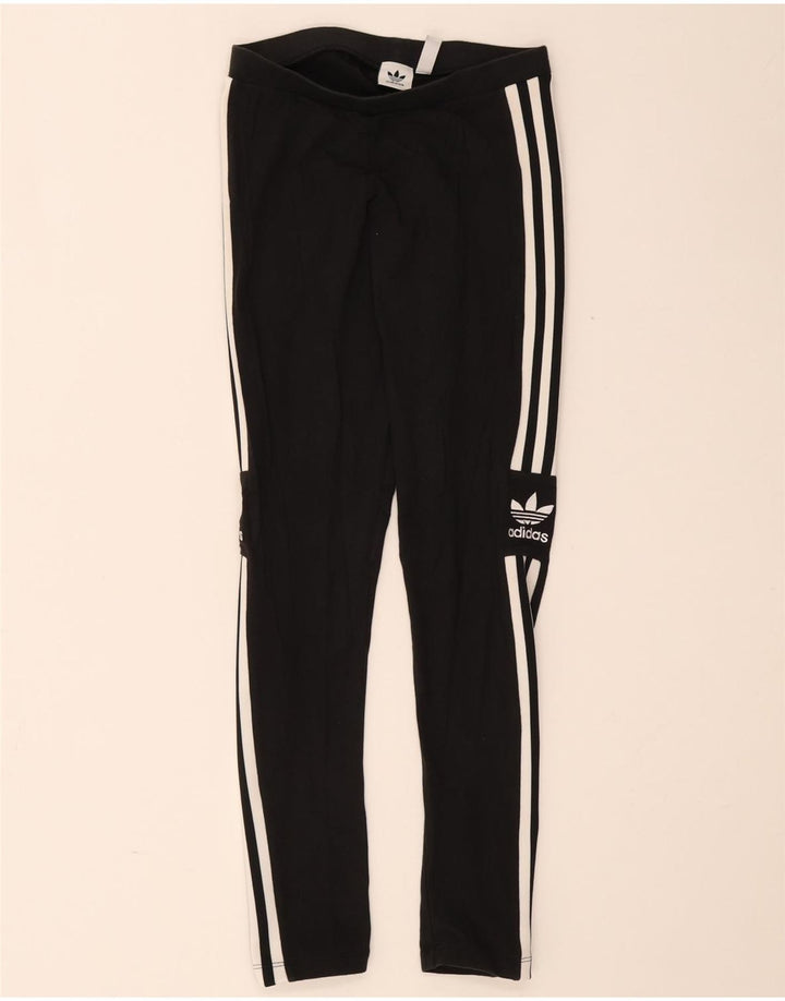 Leggings Adidas Femininas UK 10 Pequenas Algodão Preto
