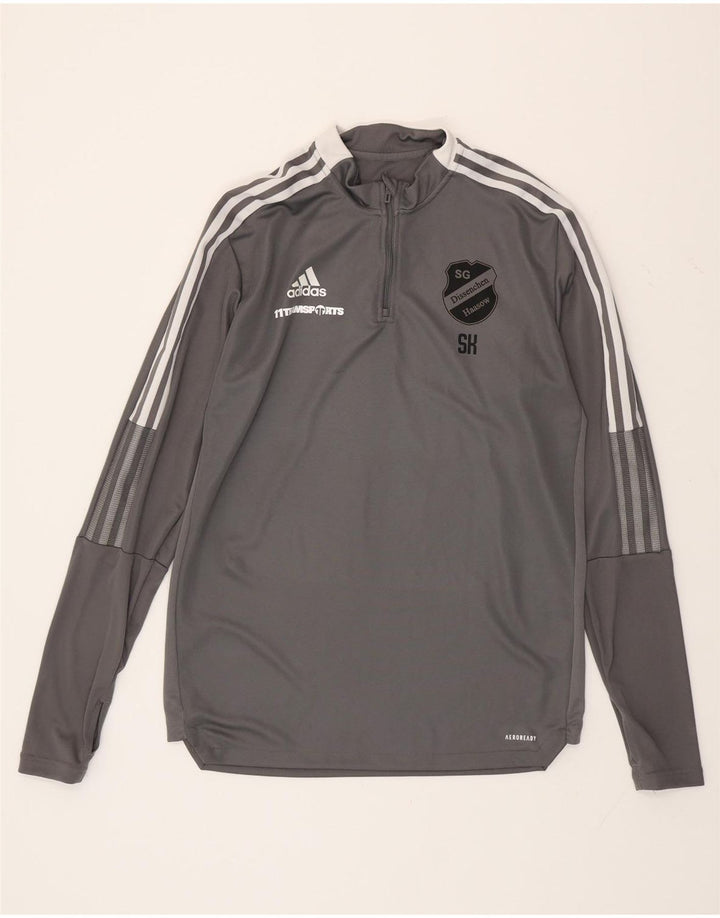 ADIDAS Mens Aeroready Graphic Pullover Treino Top Grande Cinza