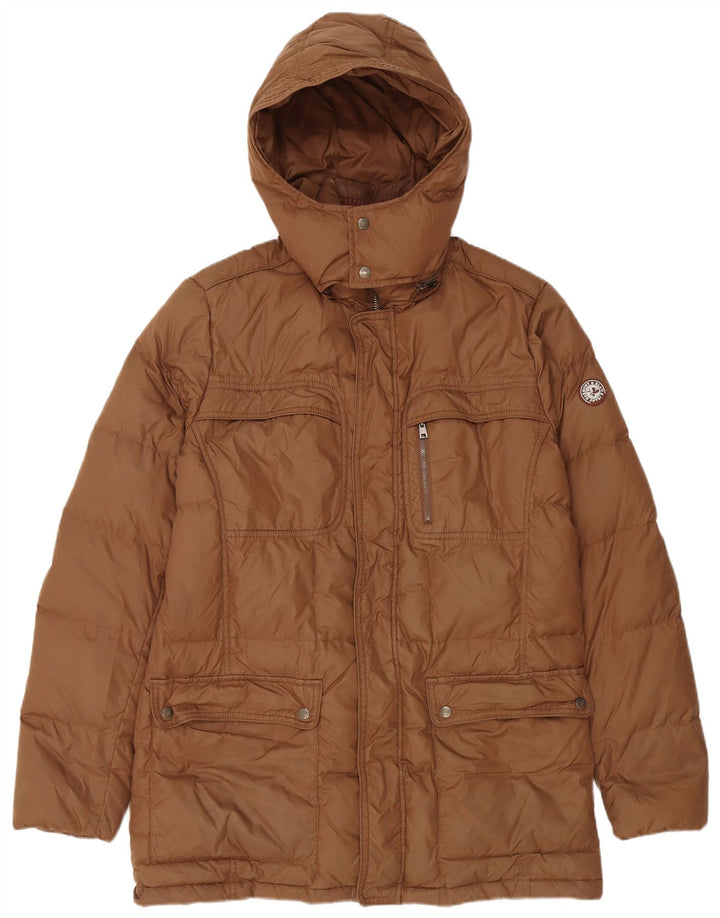 Jaqueta masculina acolchoada com capuz Harmont & Blaine Reino Unido 38 marrom médio