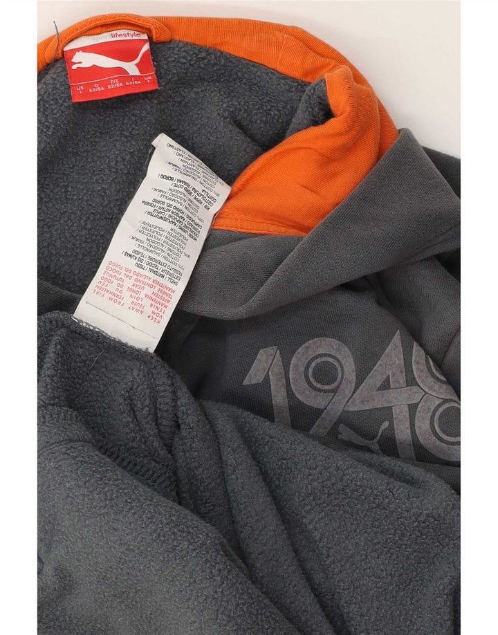 Suéter masculino Puma Graphic Zip com capuz grande algodão cinza