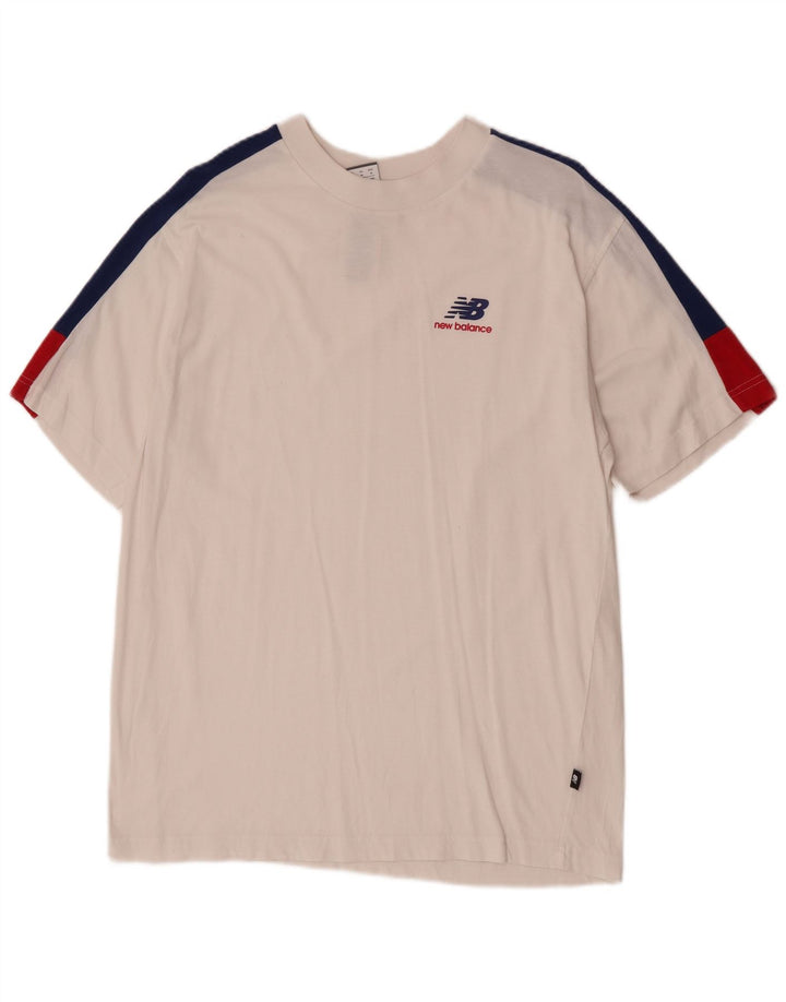 Camiseta masculina New Balance Top médio branco colorblock algodão
