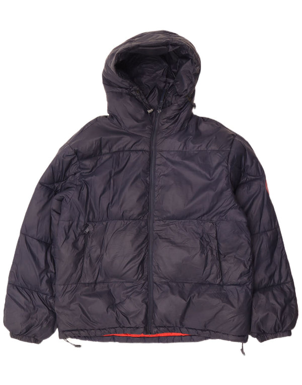 Zara Jaqueta masculina acolchoada com capuz UK 42 XL Azul marinho Nylon