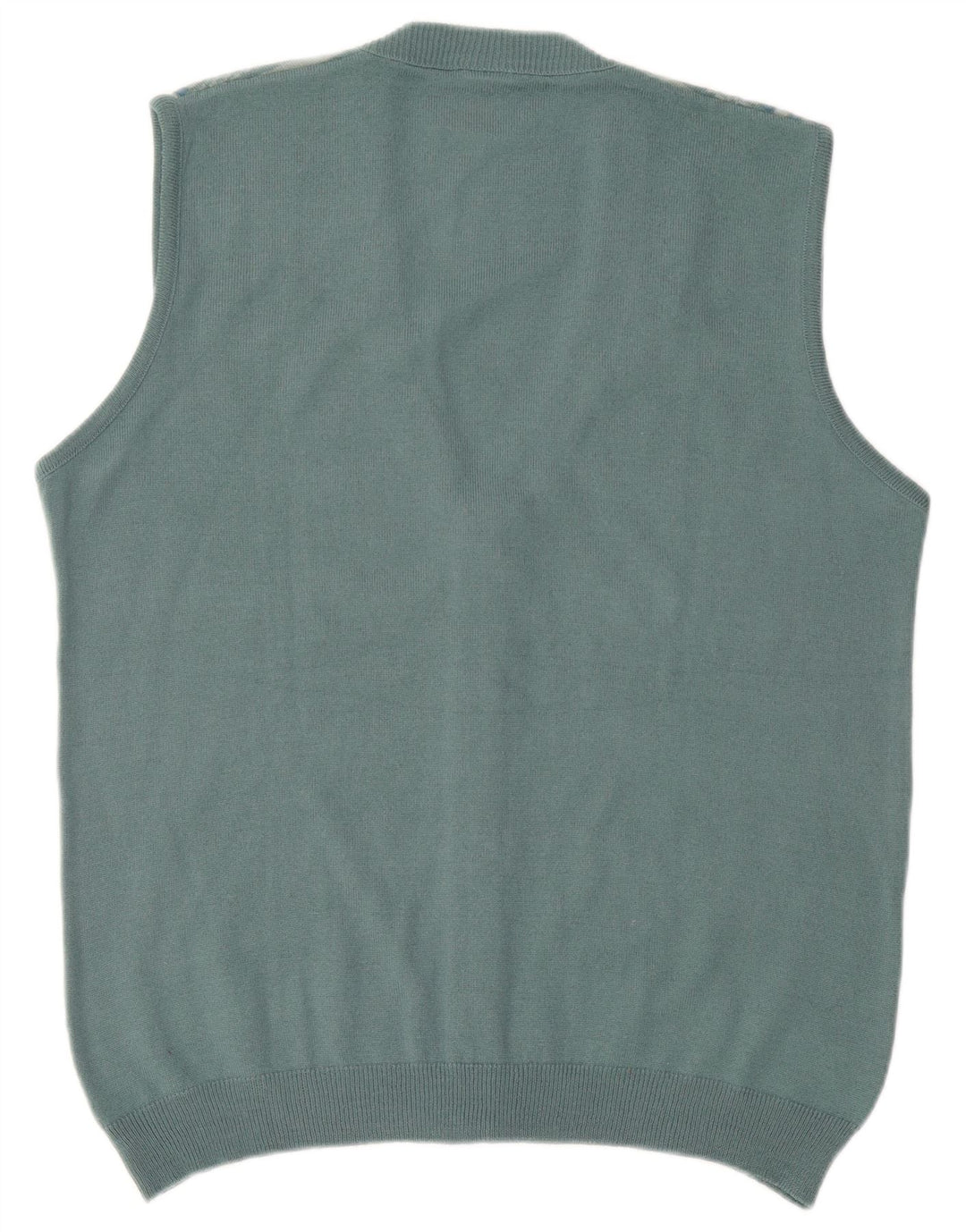 Suéter cardigã masculino Bernardini sem mangas XL azul geométrico de lã
