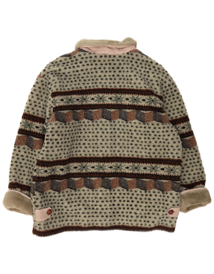 Jaqueta de lã feminina VINTAGE UK 14 grande verde Fair Isle poliéster