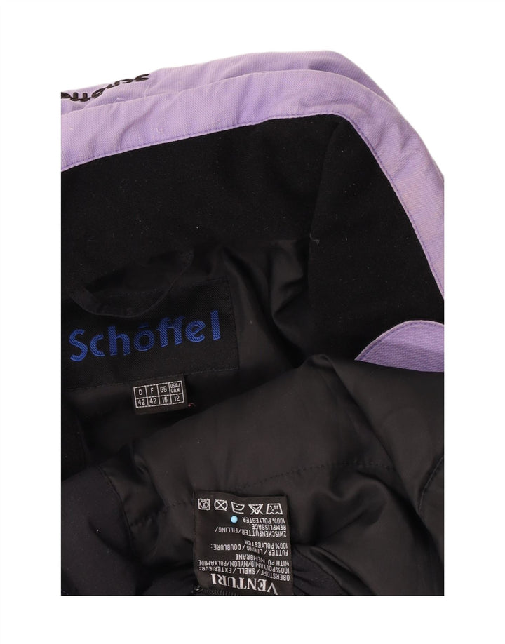 Jaqueta de esqui feminina Schoffel com capuz UK 16 grande poliamida roxa