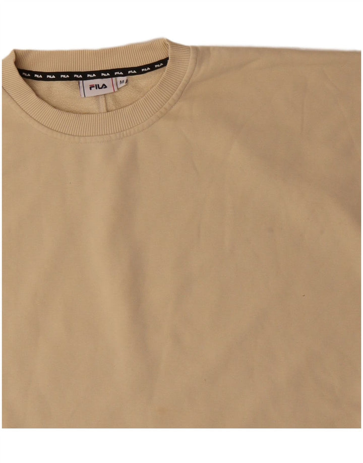 Fila Camiseta Feminina Crop Oversized Top UK 14 Algodão Bege Médio