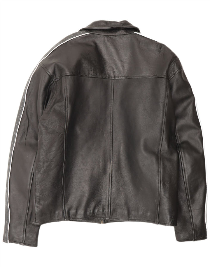 Jaqueta de couro masculina VINTAGE UK 42 XL couro colorblock preto