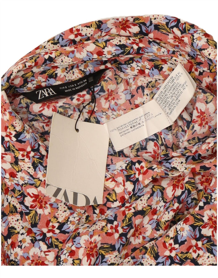 Macacão feminino de manga comprida Zara UK 10 pequeno poliéster floral multicolorido
