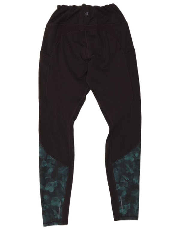 Leggings femininos ATHLETA UK 12 poliéster floral preto médio