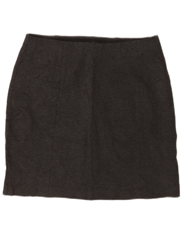 Saia midi feminina Marks & Spencer UK 14 grande W34 cinza viscose clássica