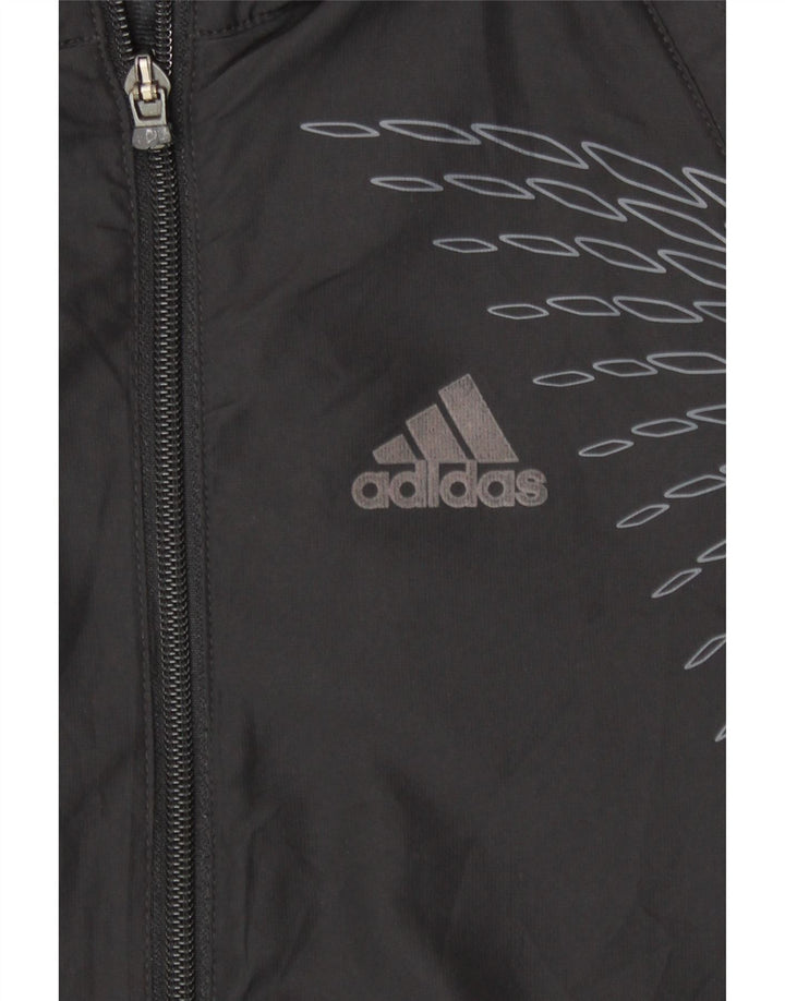 Adidas Womens Clima Proof Tracksuit Top Jacket UK 14 Grande Preto Geométrico