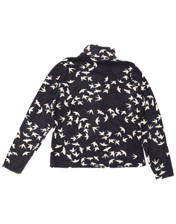 Jaqueta de lã feminina Marks & Spencer Reino Unido 14 grande azul marinho estampa animal