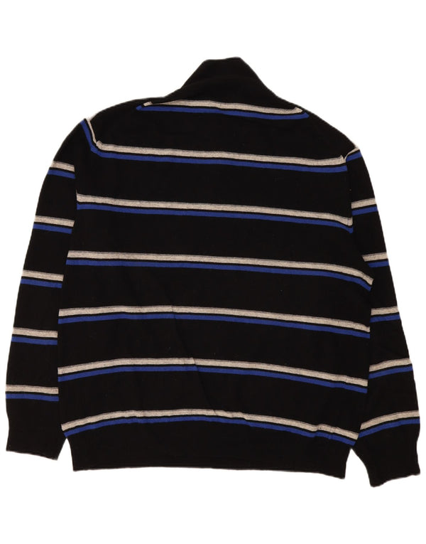 Suéter masculino Kappa com zíper e gola 2XL caxemira listrada preta
