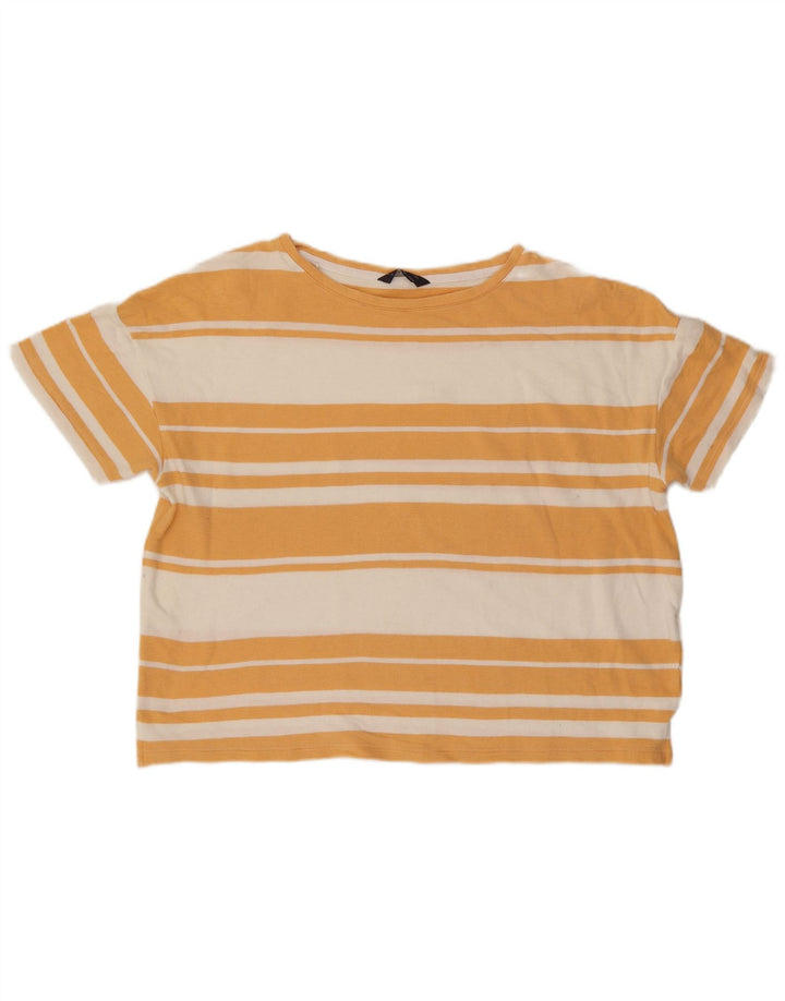 Camiseta feminina grande Marks & Spencer Reino Unido 16 grande listrada laranja