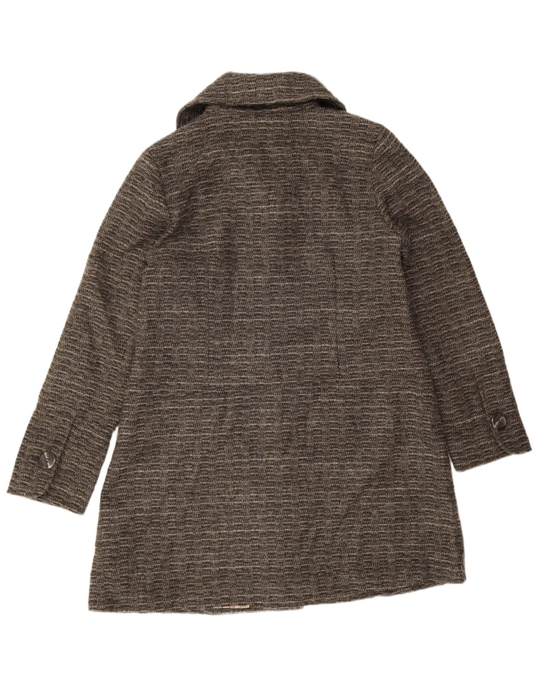 Sobretudo feminino White Stuff UK 14 grande poliéster listrado cinza