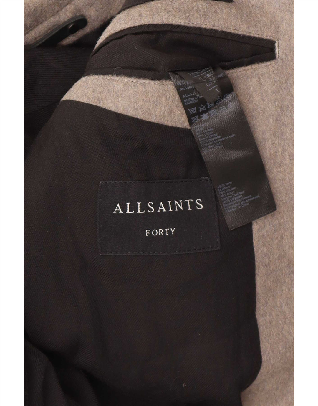 Sobretudo masculino All Saints UK 40 grande lã cinza