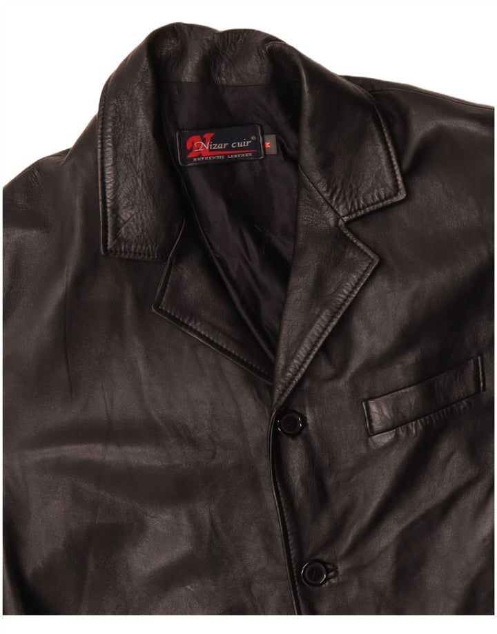 Casaco de couro masculino VINTAGE UK 38 couro preto médio
