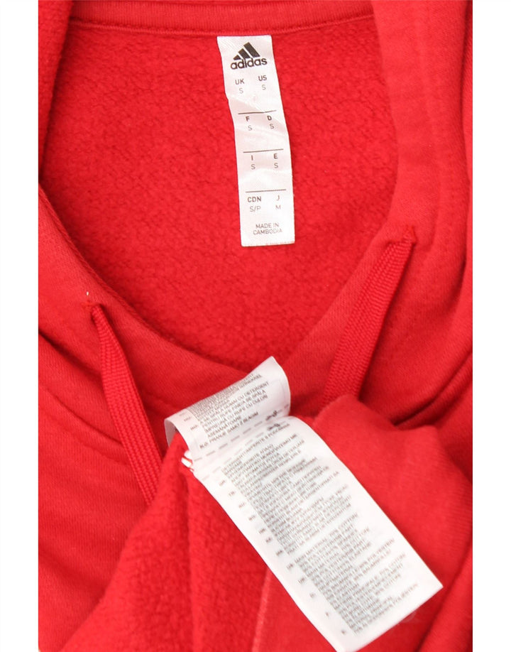ADIDAS Mens Hoodie Jumper Pequeno Algodão Vermelho