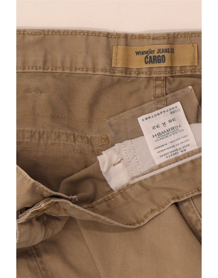 Calça cargo masculina Wrangler reta W38 L32 algodão bege