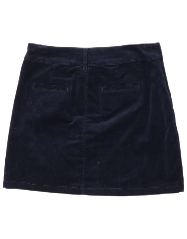 Saia de veludo feminino Crew Clothing UK 10 pequeno W29 algodão azul marinho