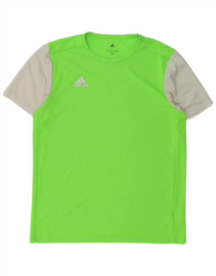 Adidas Mens Climalite Camiseta Top Grande Verde Colorblock Poliéster