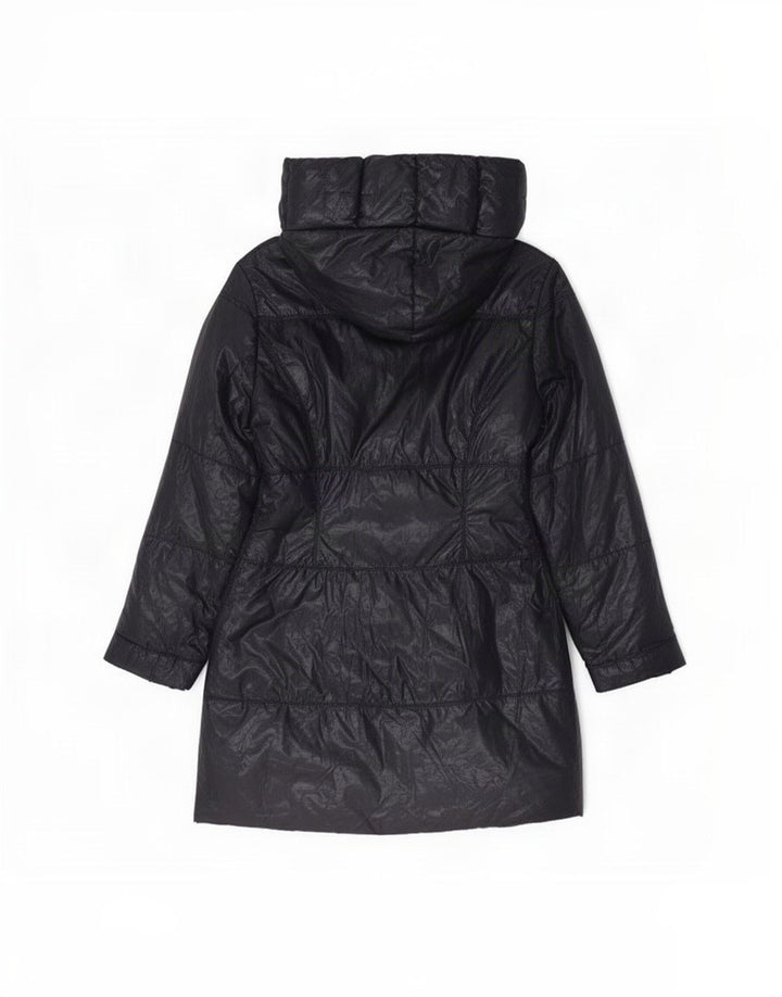 Casaco acolchoado com capuz feminino vintage IT 40 poliéster azul marinho pequeno