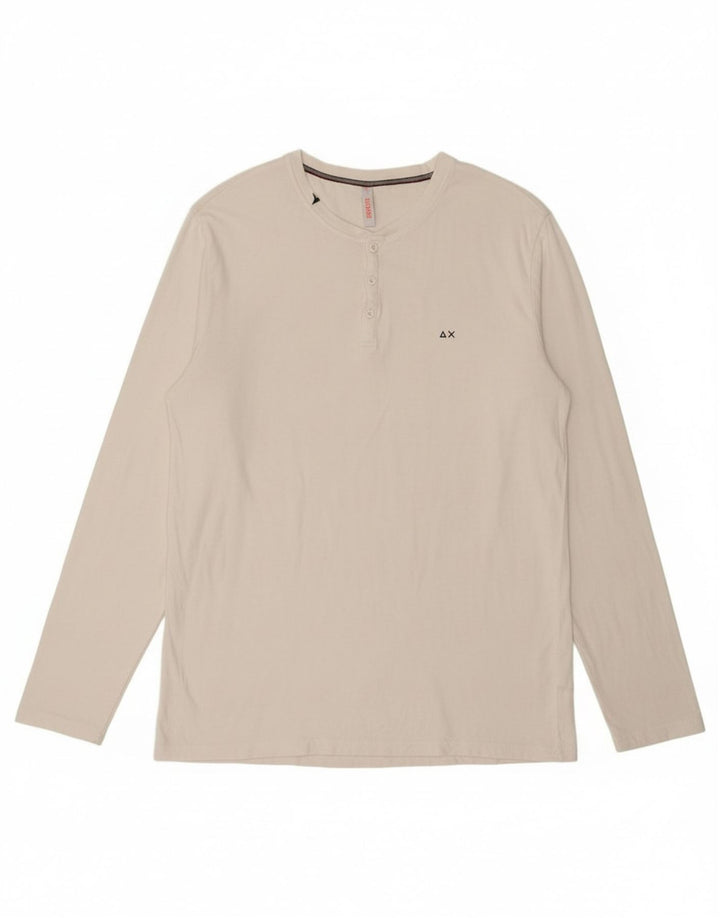 SUN68 Top masculino de manga comprida XL de algodão branco
