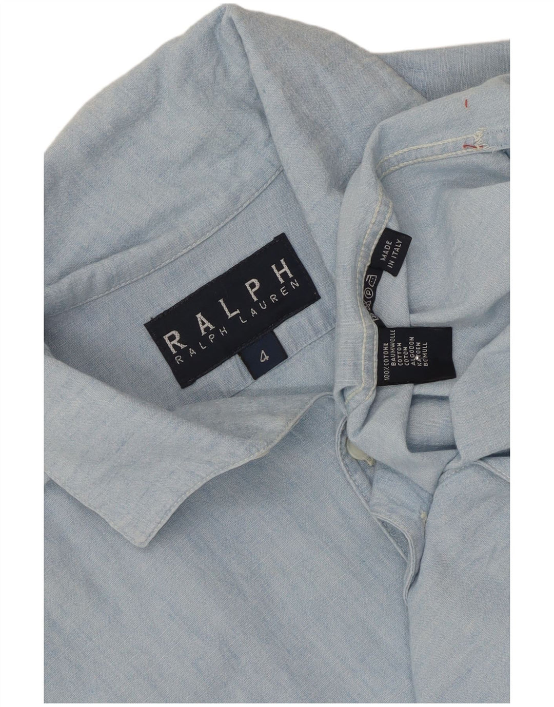 Camisa feminina Ralph Lauren de manga curta grande tamanho US 4 algodão azul pequeno