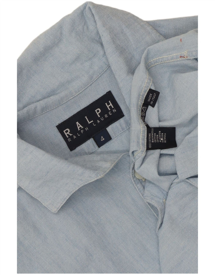 Camisa feminina Ralph Lauren de manga curta grande tamanho US 4 algodão azul pequeno