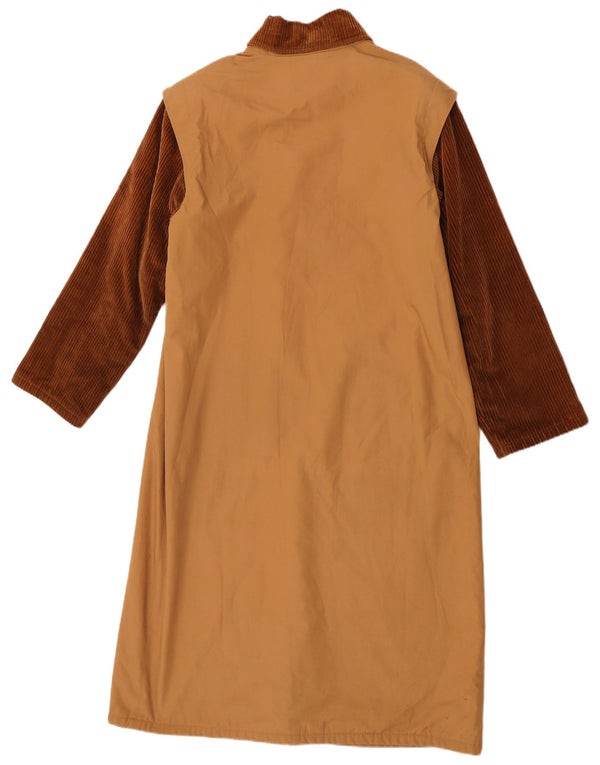 Sobretudo feminino vintage Reino Unido 16 grande bloco colorido marrom