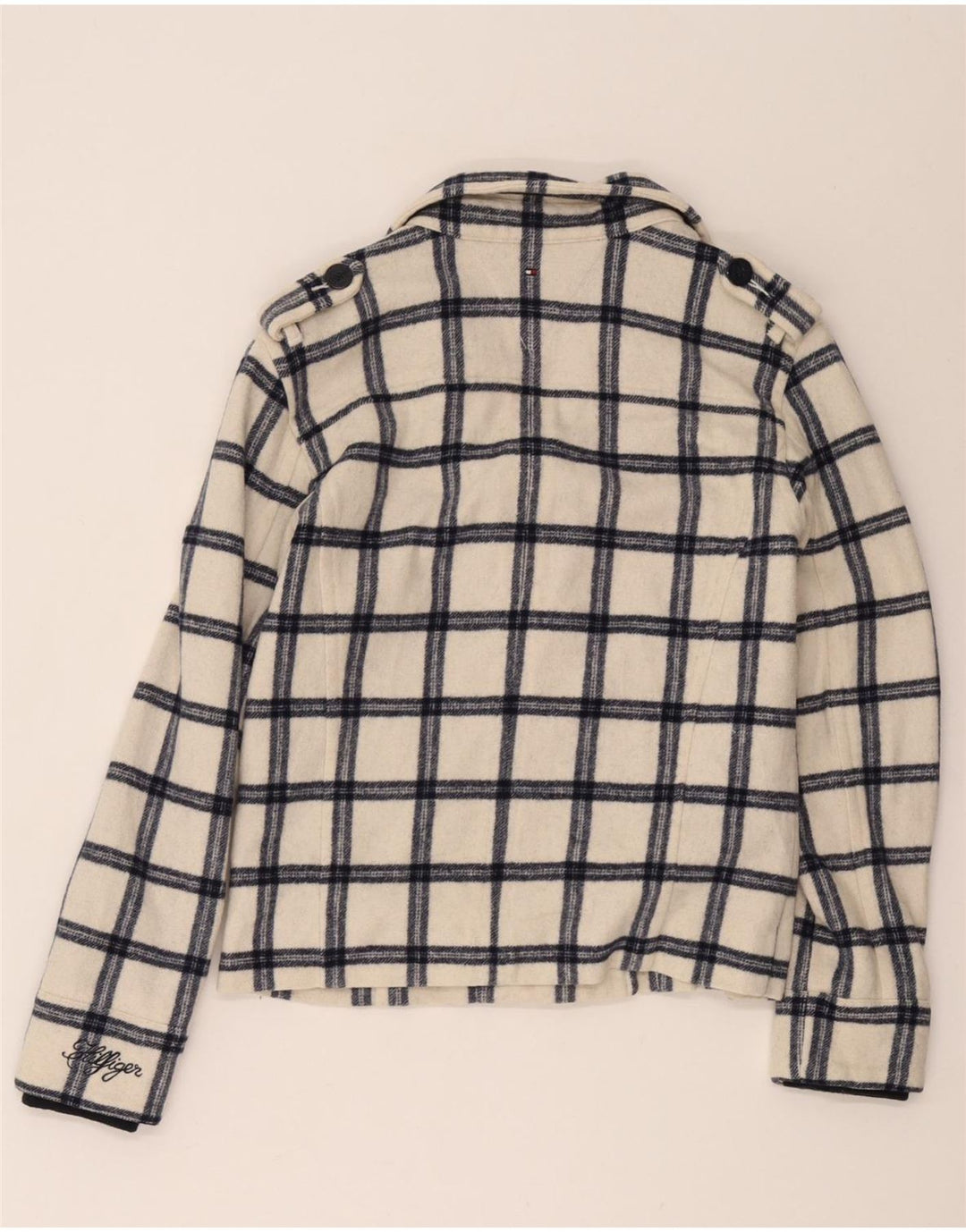 Tommy Hilfiger Casaco feminino ervilha 15-16 anos poliéster xadrez branco